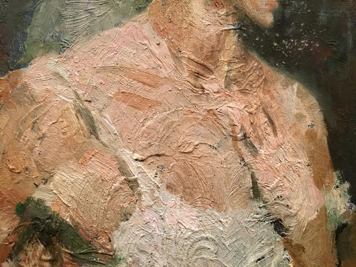 Oil painting portrait of a girl by Gorshkov Nikolay Dorofeevich, textured shoulder detail
