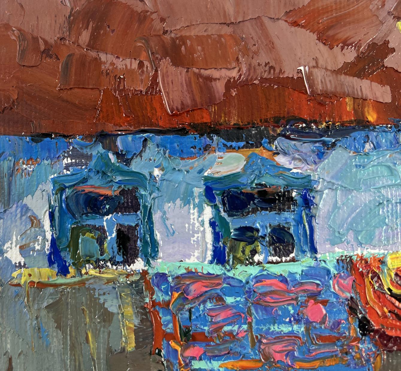 Vibrant impressionist oil painting Evening has come by Oksana Ivanyuk coastal scene