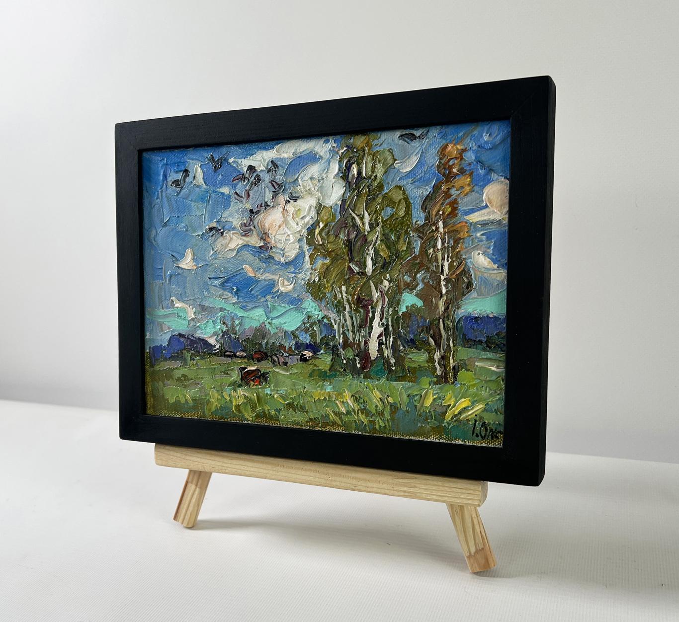 Oil painting Cold summer wind by Oksana Ivanyuk in black frame