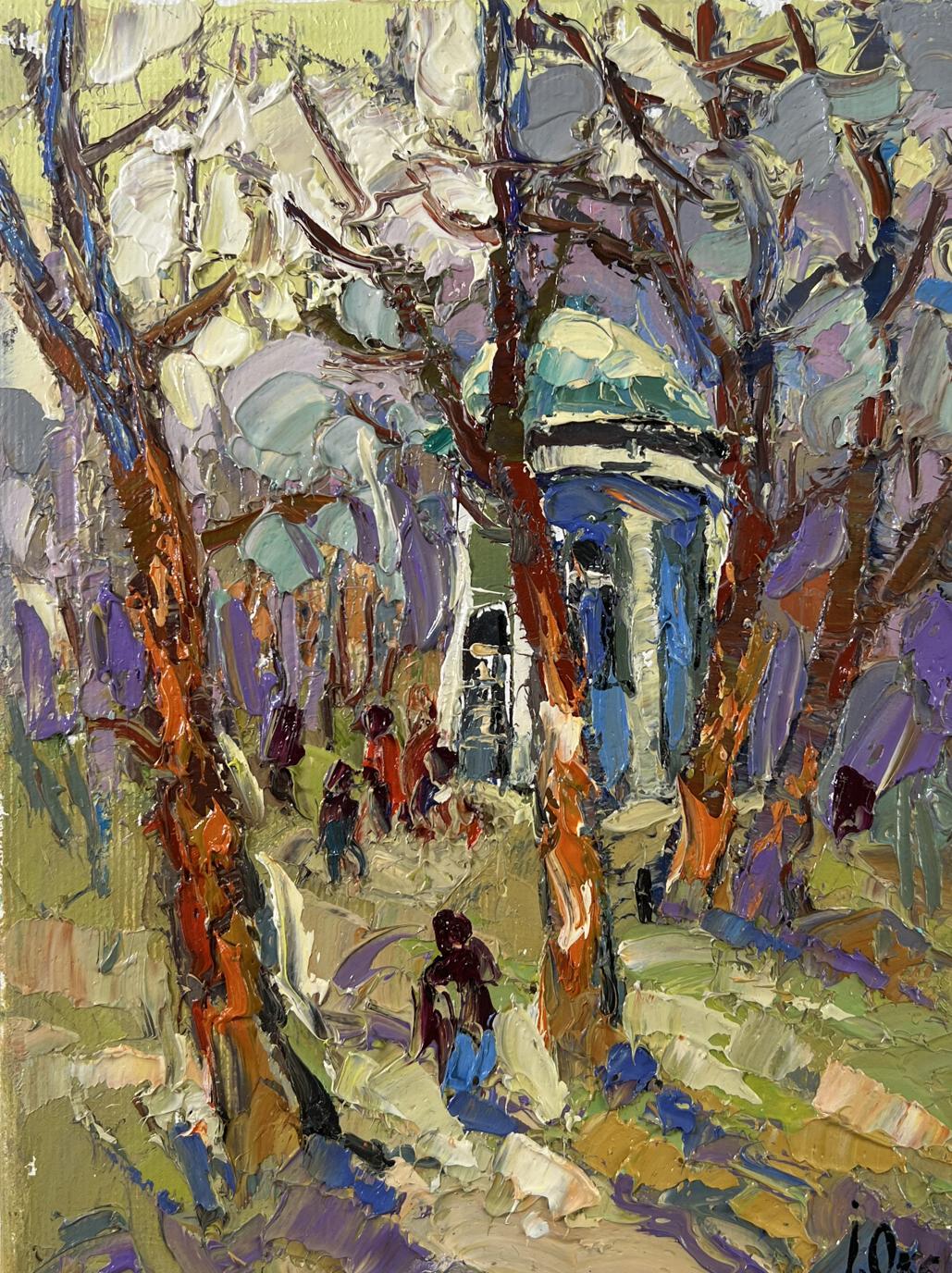 Vibrant impressionist oil painting A Walk in the Park by Oksana Ivanyuk