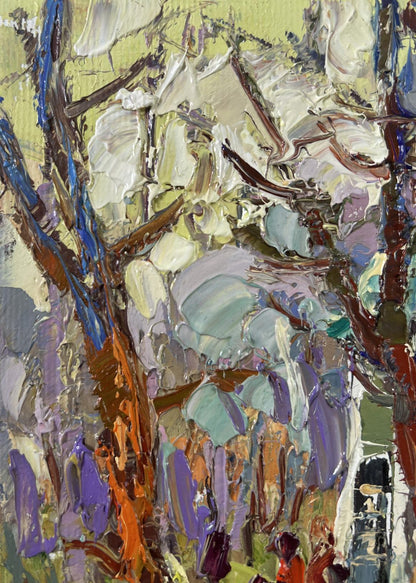 Vibrant oil painting A Walk in the Park by Oksana Ivanyuk with impasto tree