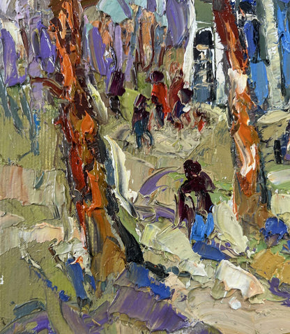 Vibrant impressionist oil painting A Walk in the Park by Oksana Ivanyuk