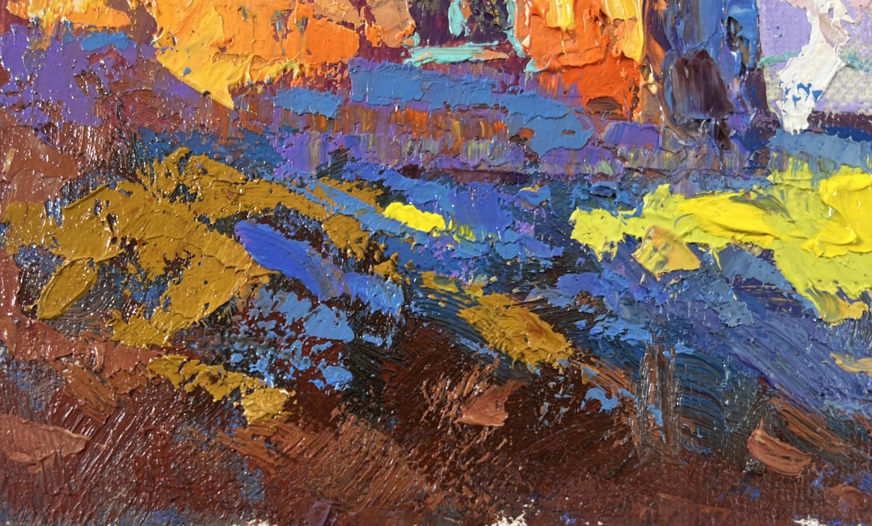 Vibrant Oil painting A sunny country day by Oksana Ivanyuk with textured strokes