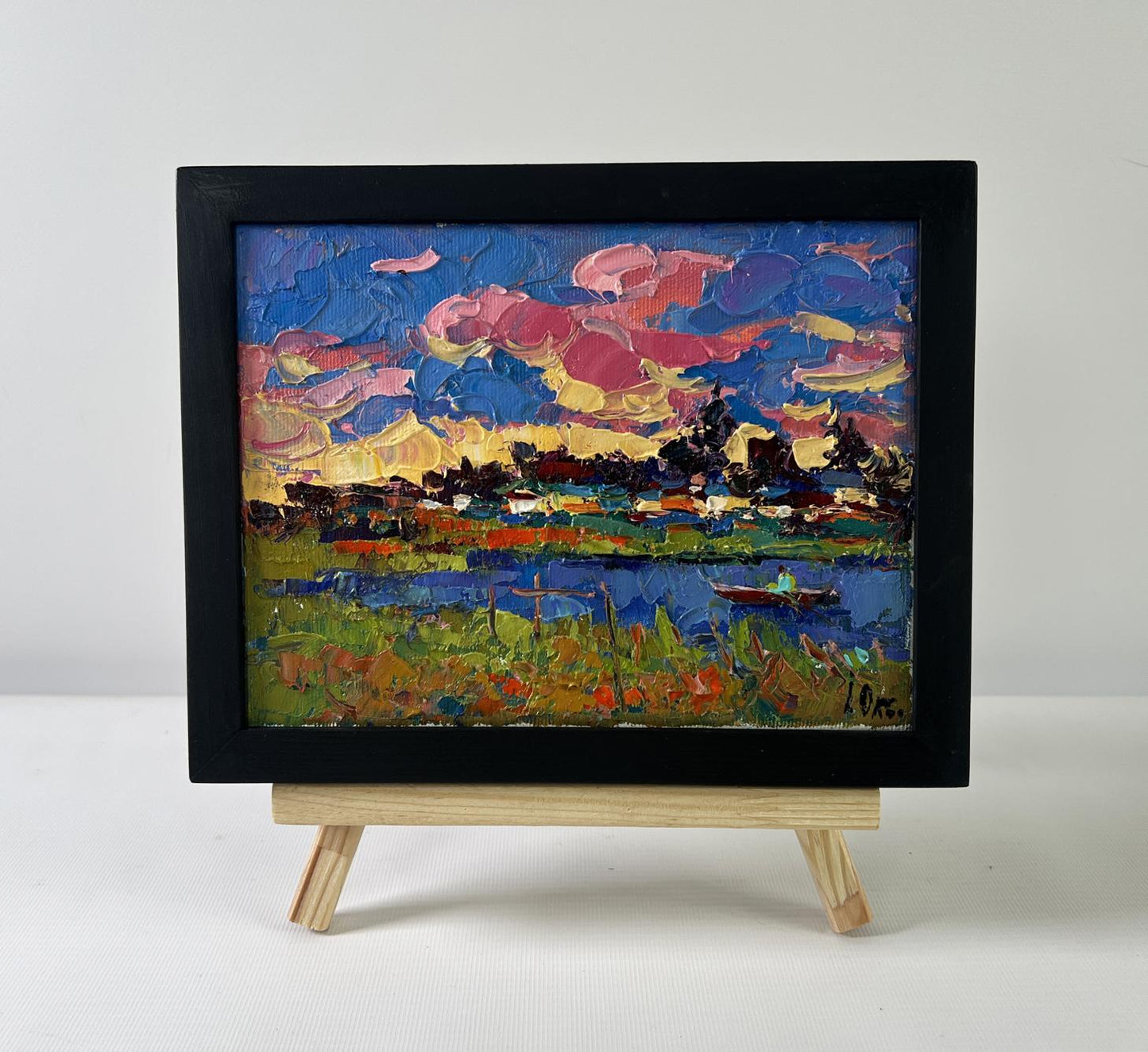 Oil painting Clouds are floating by Oksana Ivanyuk in black frame