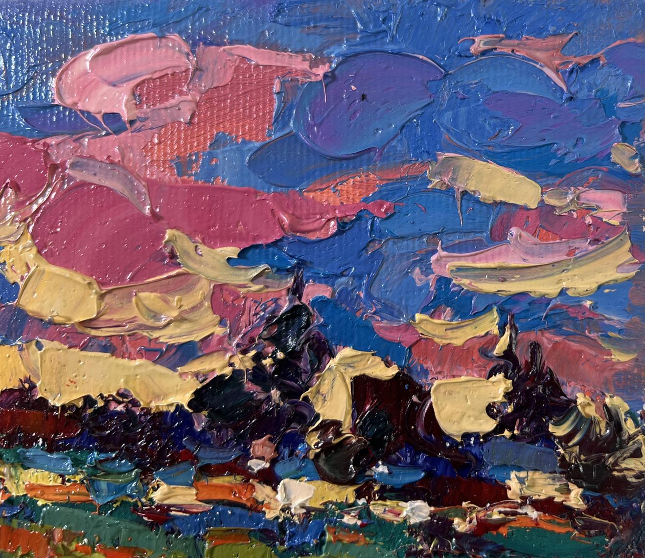 Vibrant oil painting Clouds are floating by Oksana Ivanyuk with impasto strokes