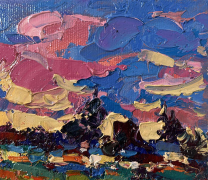 Vibrant oil painting Clouds are floating by Oksana Ivanyuk with impasto strokes