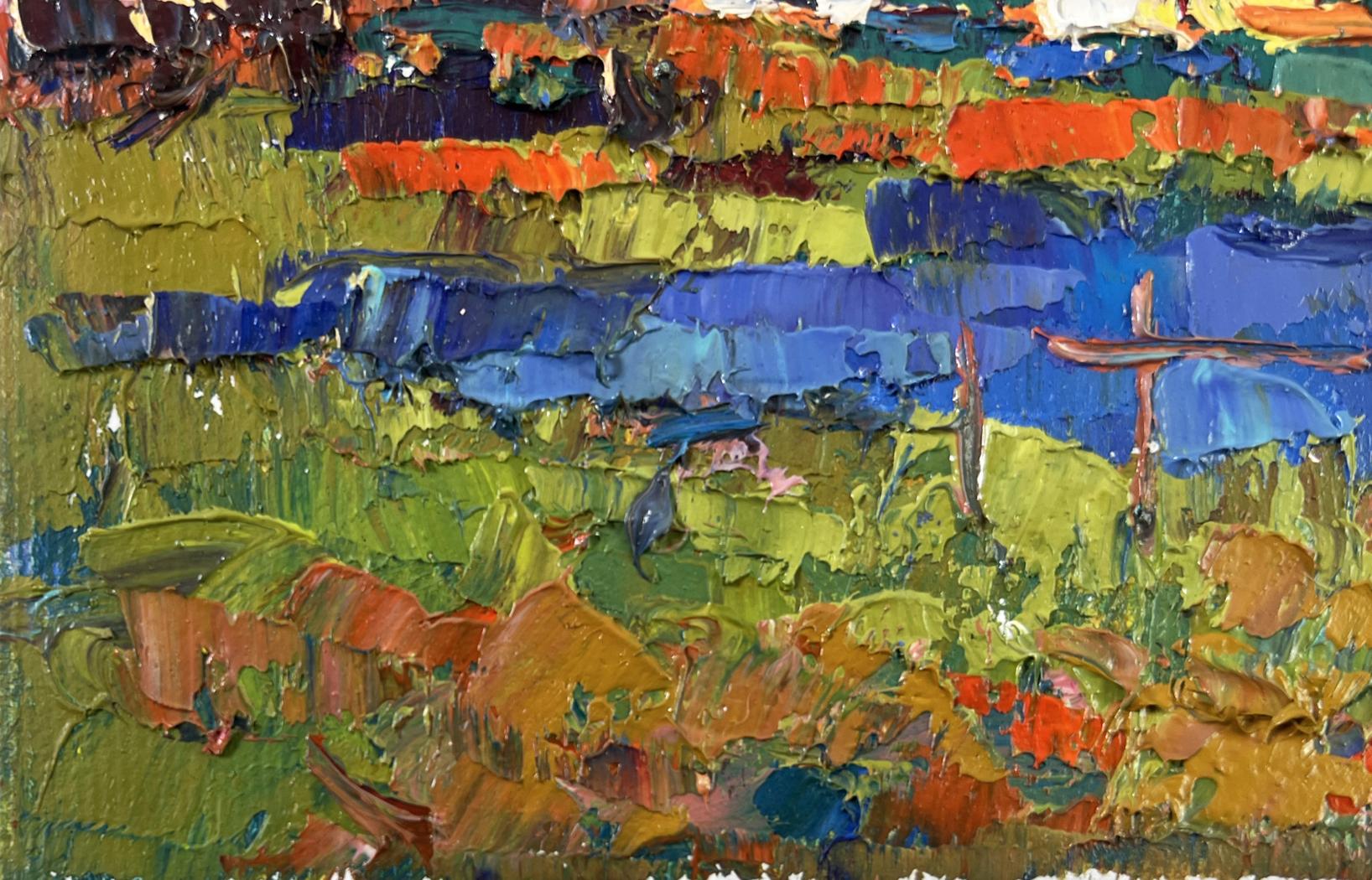 Vibrant impressionist oil painting Clouds are floating by Oksana Ivanyuk