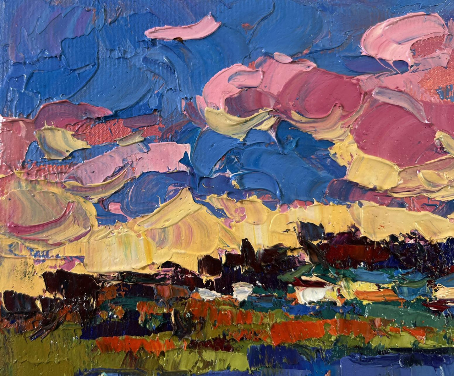 Vibrant oil painting Clouds are floating by Oksana Ivanyuk with textured colors