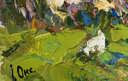 Vibrant impressionist oil painting Thorns are blooming by Oksana Ivanyuk
