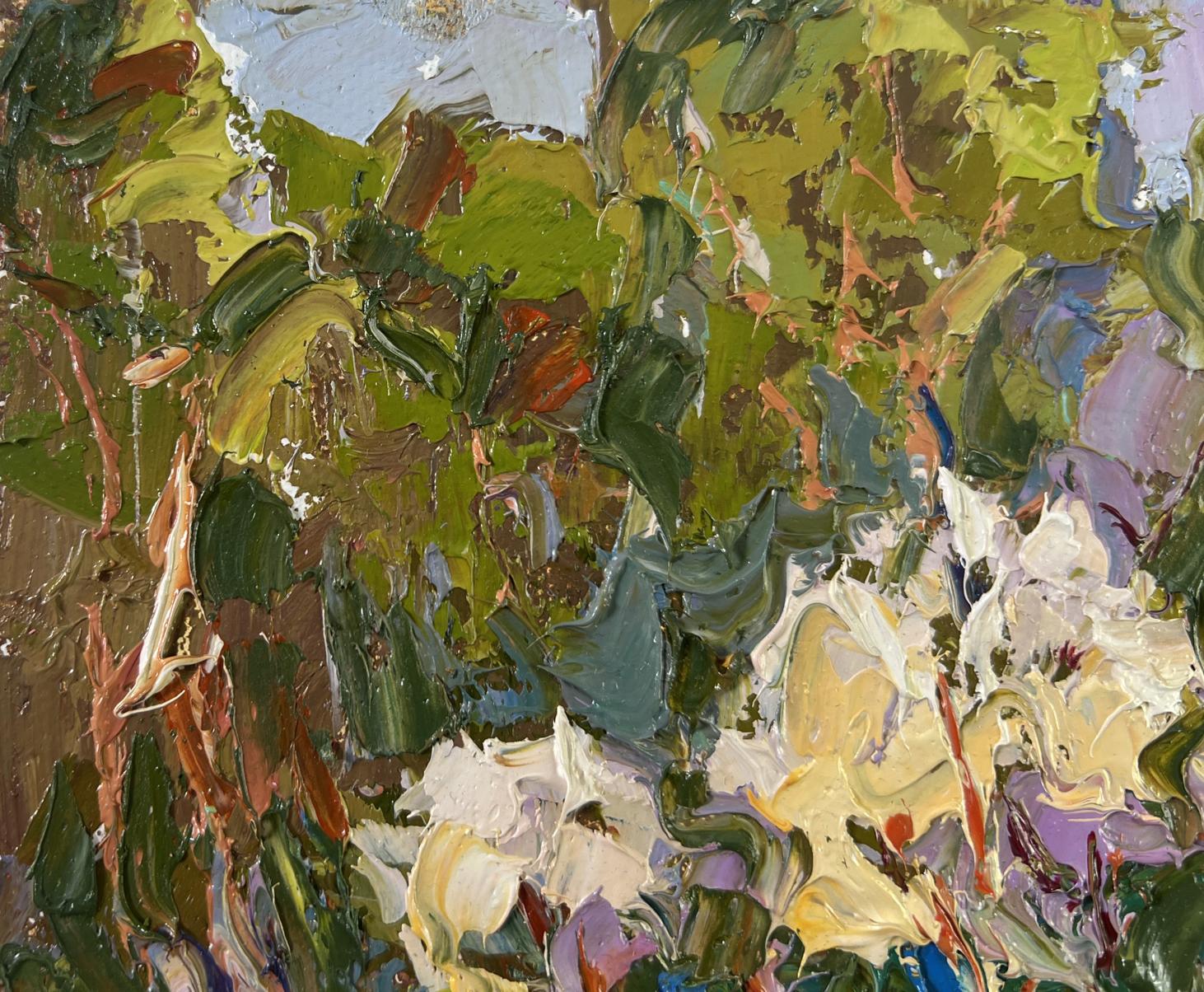 Vibrant impressionist oil painting Thorns are blooming by Oksana Ivanyuk