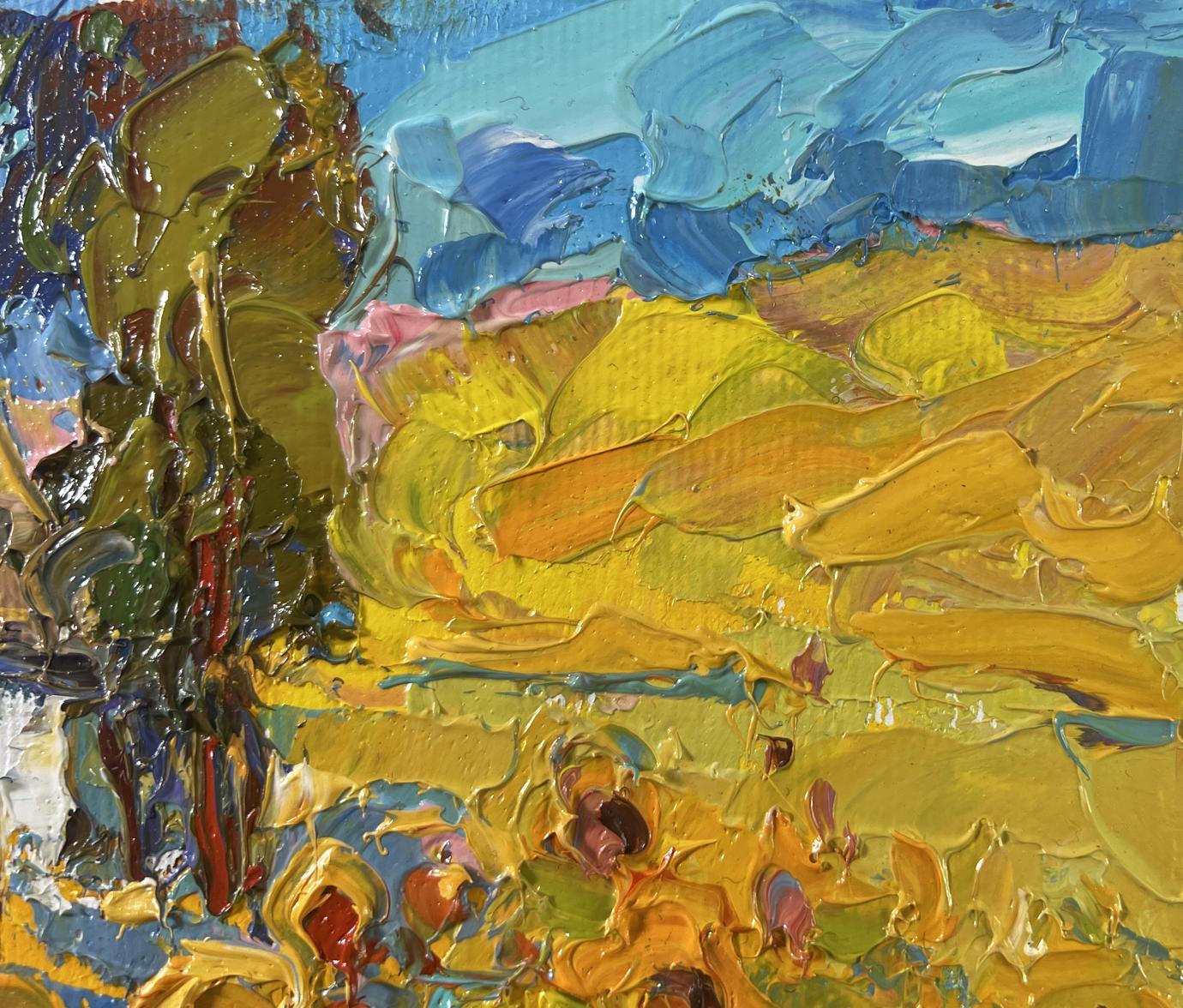 Vibrant Oil painting Lush sunny fields by Oksana Ivanyuk impressionist landscape