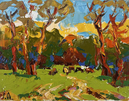 Vibrant impressionist oil painting Summer evening in the forest by Oleksiy Ivanyuk