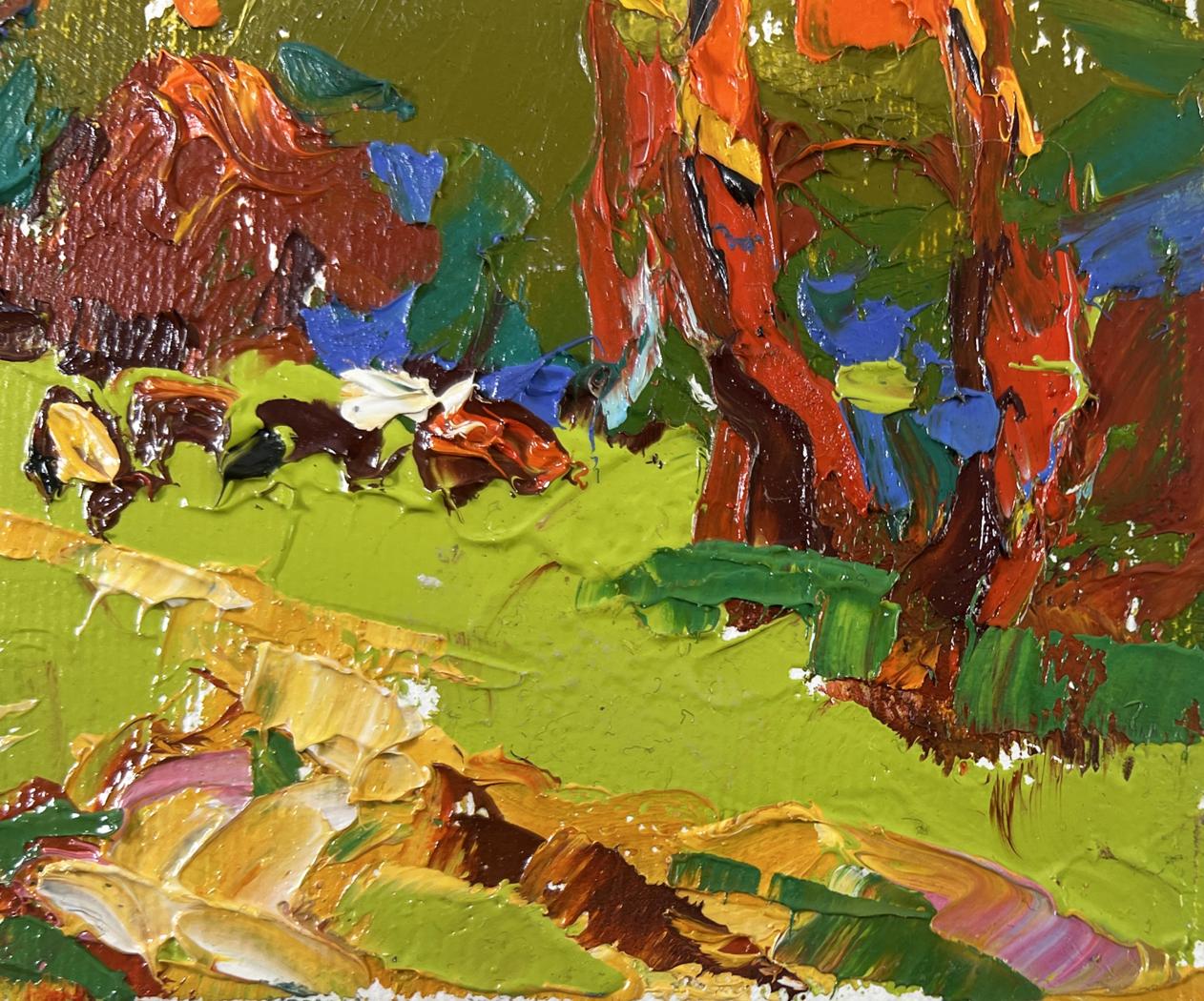 Vibrant impressionist oil painting Summer evening in the forest by Oleksiy Ivanyuk
