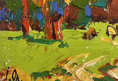 Vibrant impressionist oil painting Summer evening in the forest by Oleksiy Ivanyuk