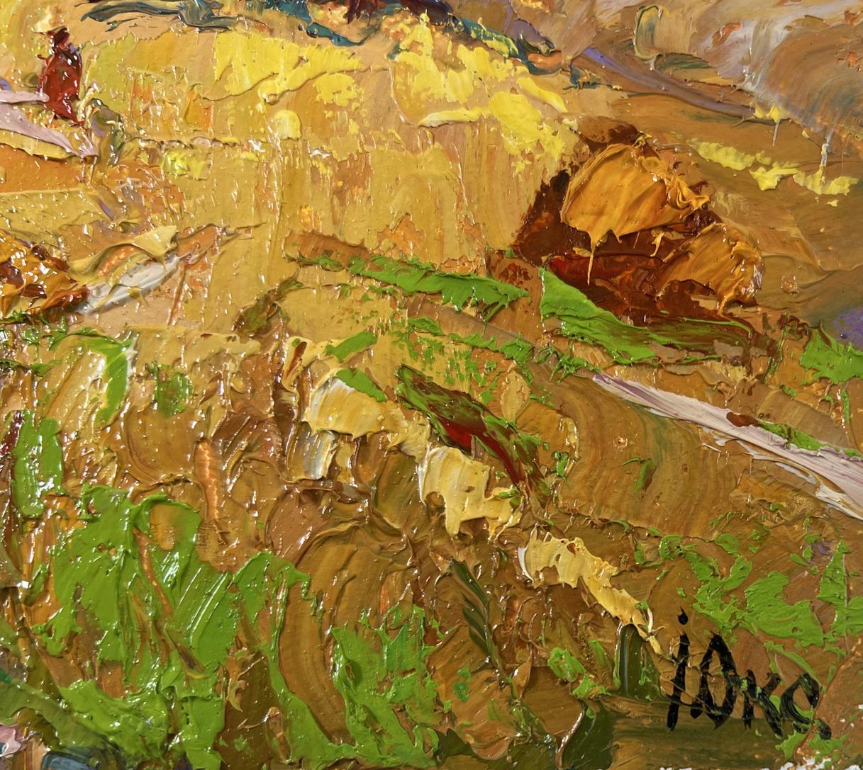 Oil painting Edge of the Village by Oksana Ivanyuk textured impressionistic art
