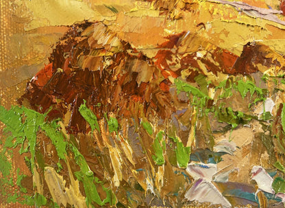 Textured impasto oil painting Edge of the village by Oksana Ivanyuk