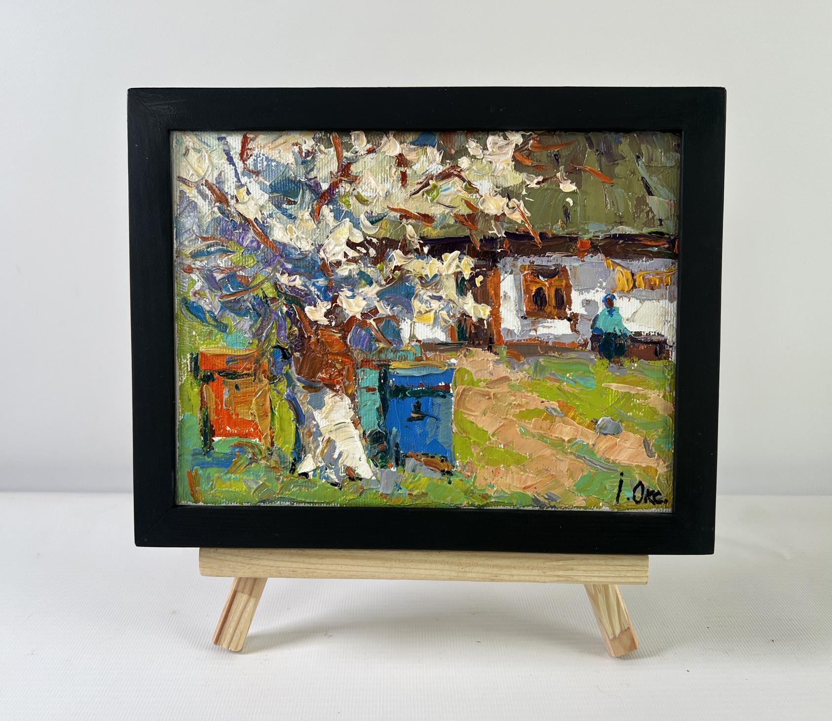 Oil painting Old apple tree by Oksana Ivanyuk with blossoming trees