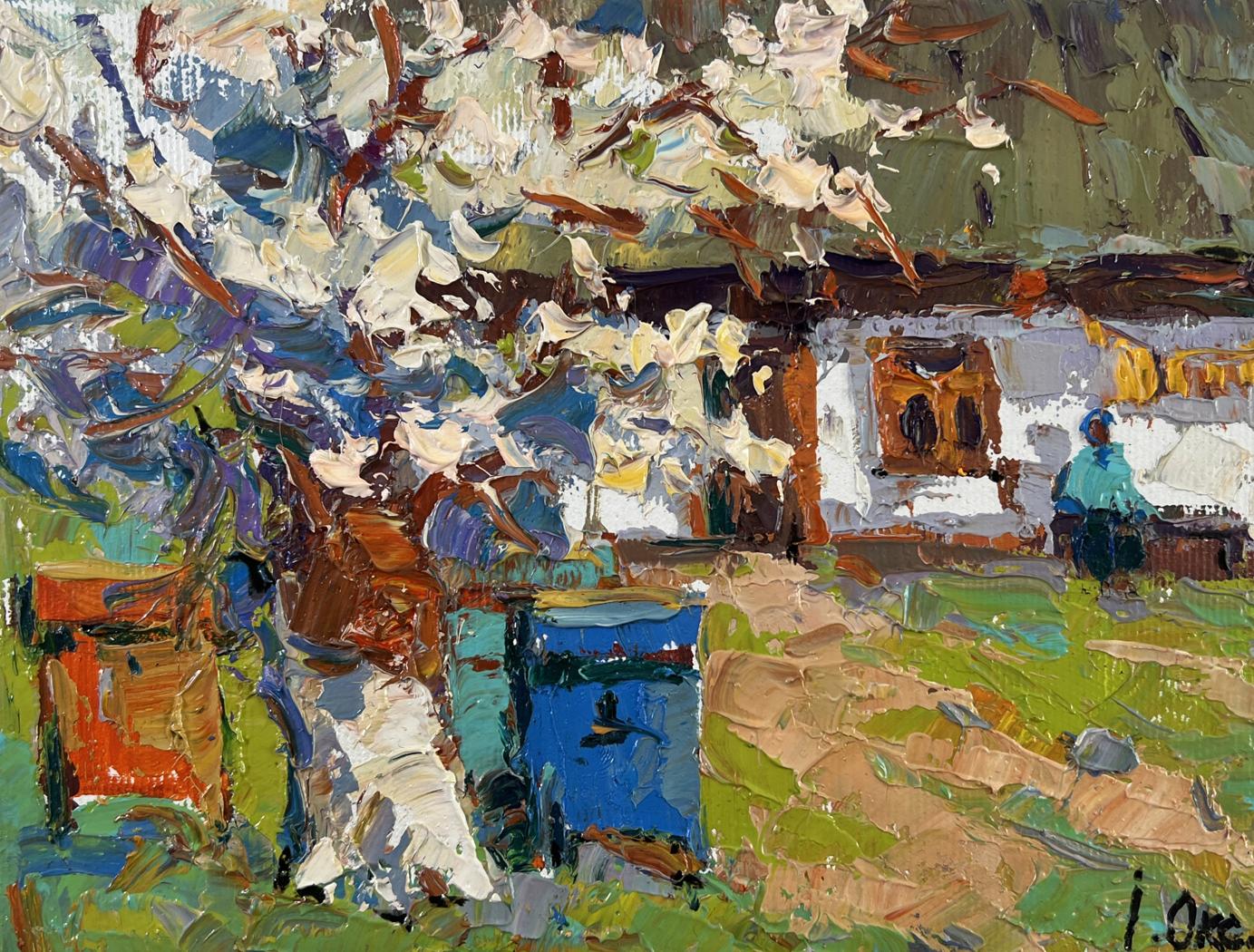 Vibrant impressionist oil painting of Oksana Ivanyuks Old apple tree