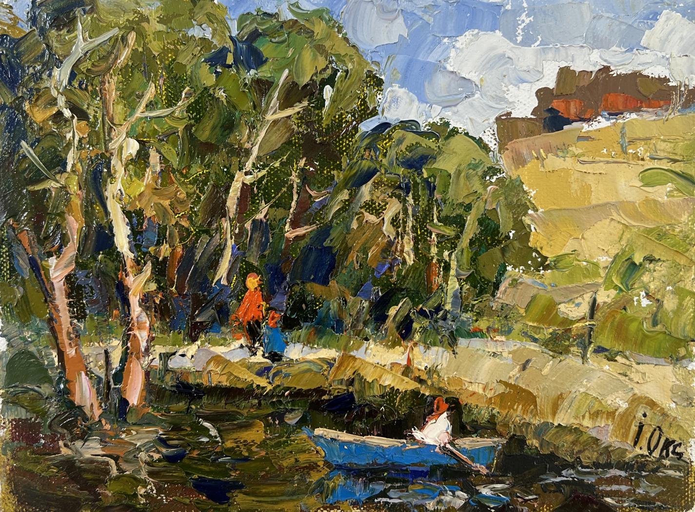 Oil painting Family vacation on the lake by Oksana Ivanyuk