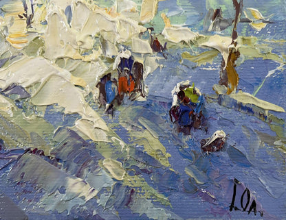 Impasto oil painting There was a lot of snow by Oleksiy Ivanyuk coastal scene
