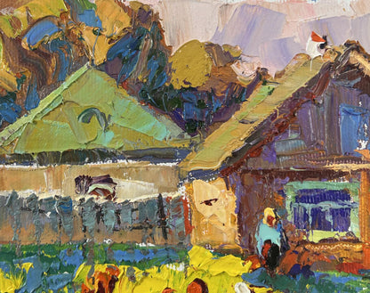 Vibrant impressionist oil painting Returning Home by Oksana Ivanyuk village scene