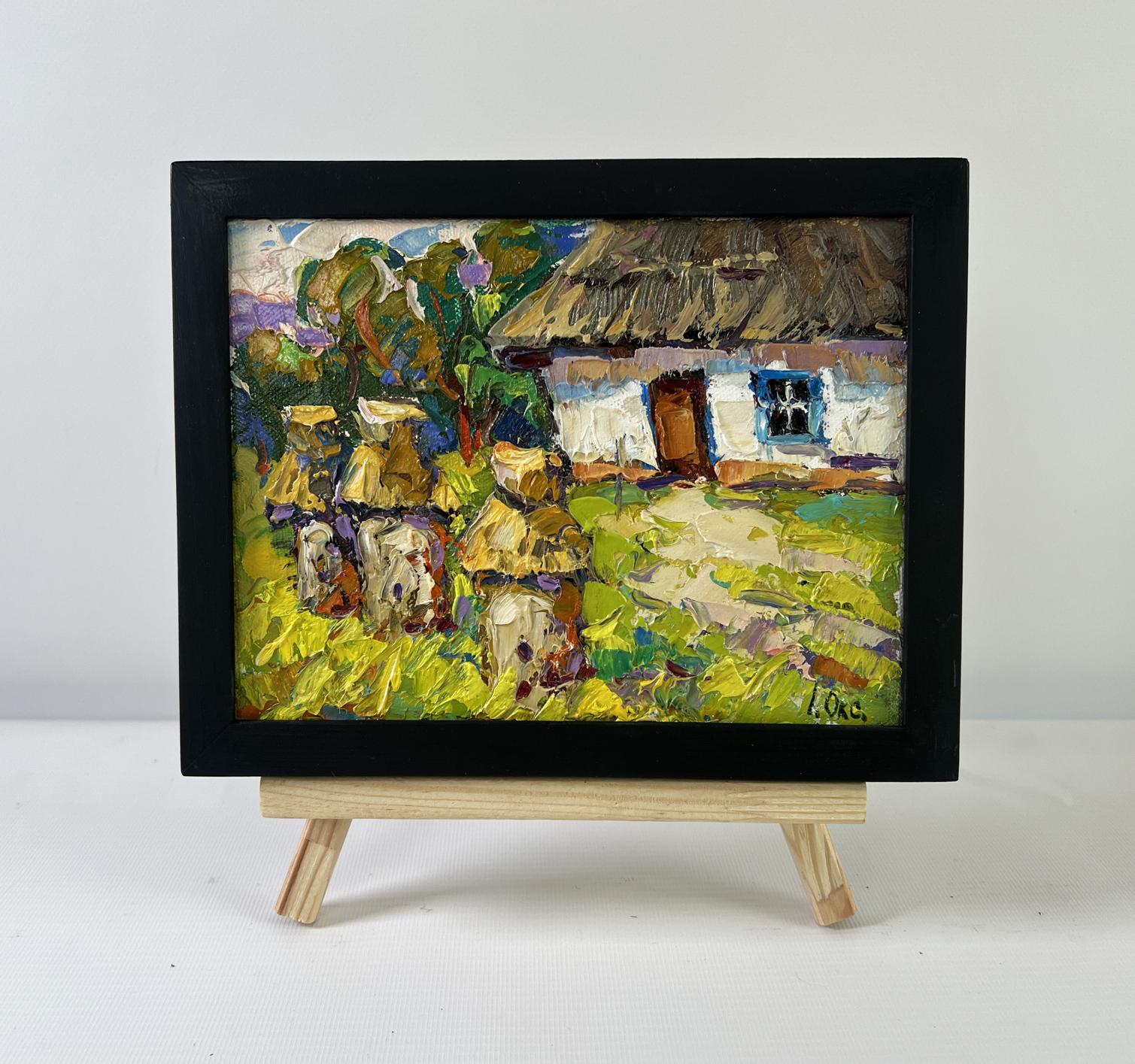 Oil painting Quiet summer morning by Oksana Ivanyuk in black frame