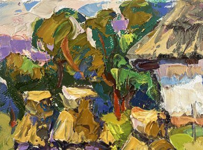Vibrant impressionist oil painting Quiet summer morning by Oksana Ivanyuk