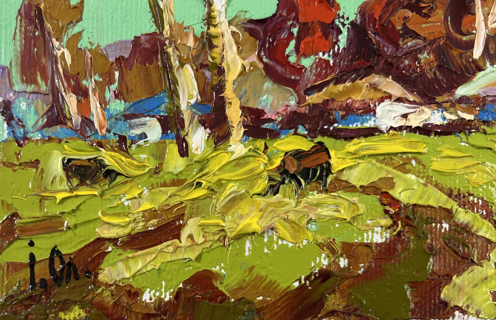 Vibrant impressionist oil painting Spring fields are turning green by Oleksiy Ivanyuk