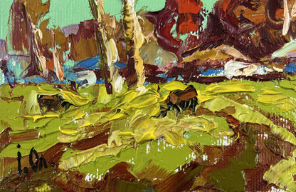 Vibrant impressionist oil painting Spring fields are turning green by Oleksiy Ivanyuk