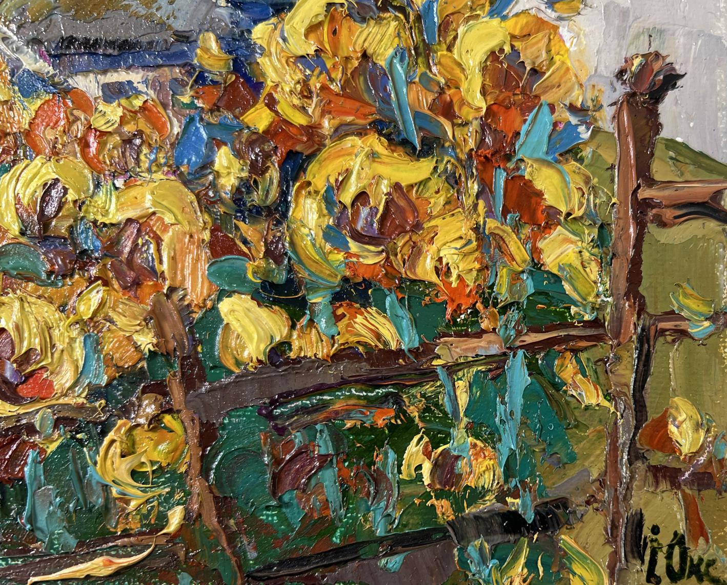 Oil painting Sunflower gardens by Oksana Ivanyuk vibrant field view