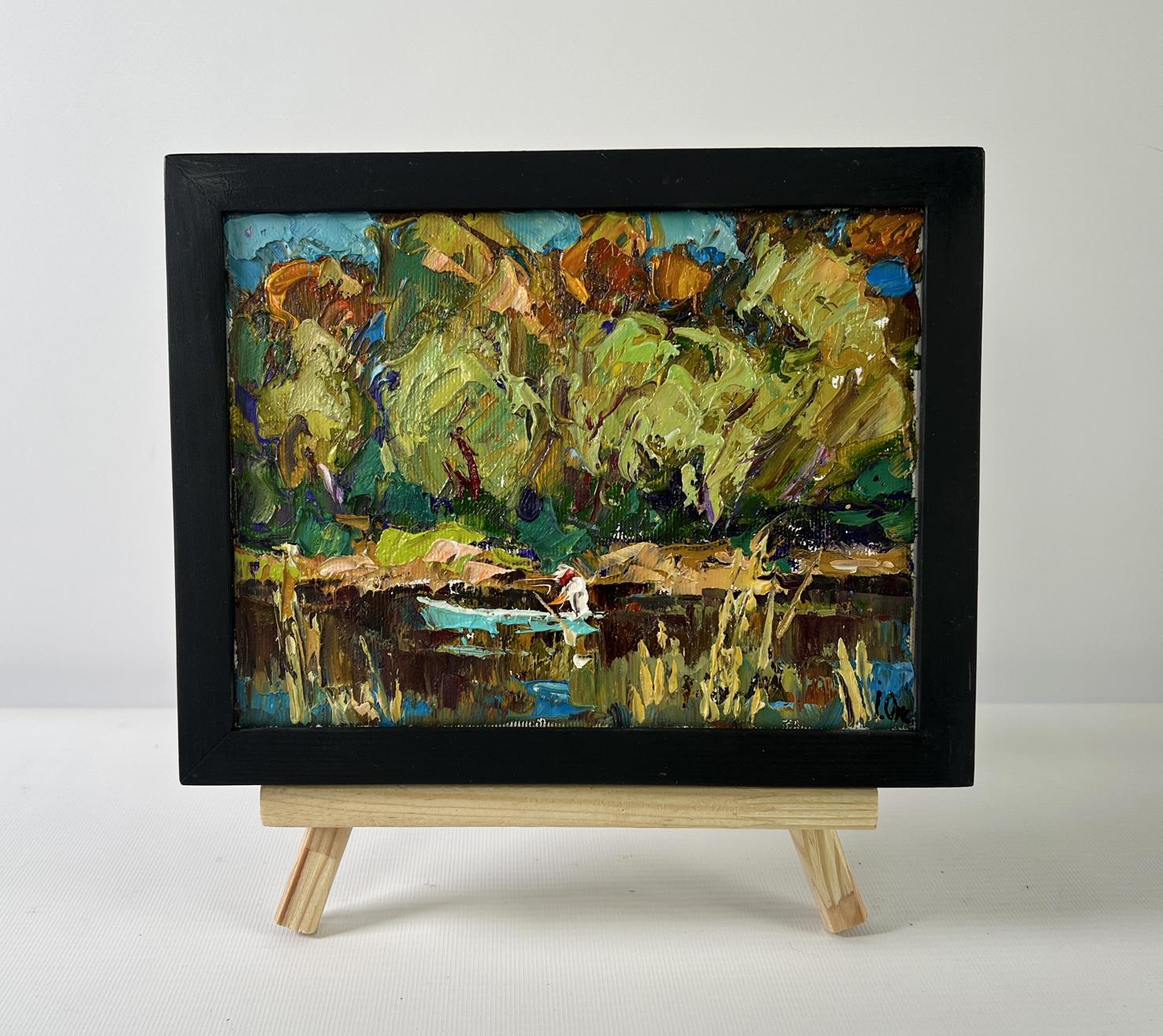 Oil painting Summer day by the river by Oksana Ivanyuk vibrant landscape