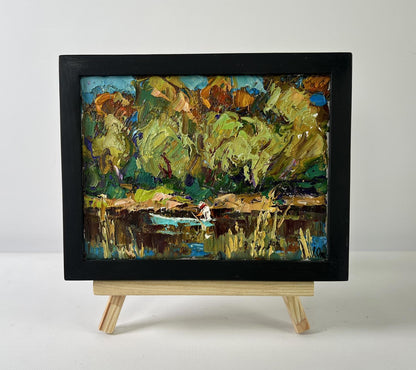 Oil painting Summer day by the river by Oksana Ivanyuk vibrant landscape