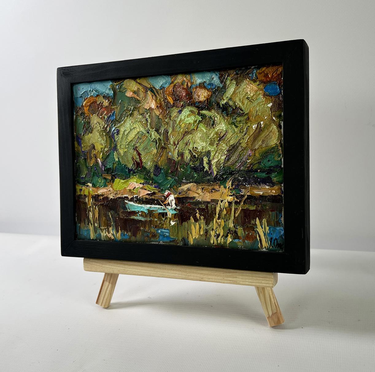 Oil painting Summer day by the river by Oksana Ivanyuk lush landscape