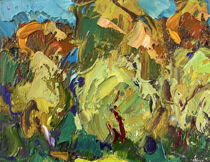 Vibrant impressionist oil painting Summer day by the river by Oksana Ivanyuk