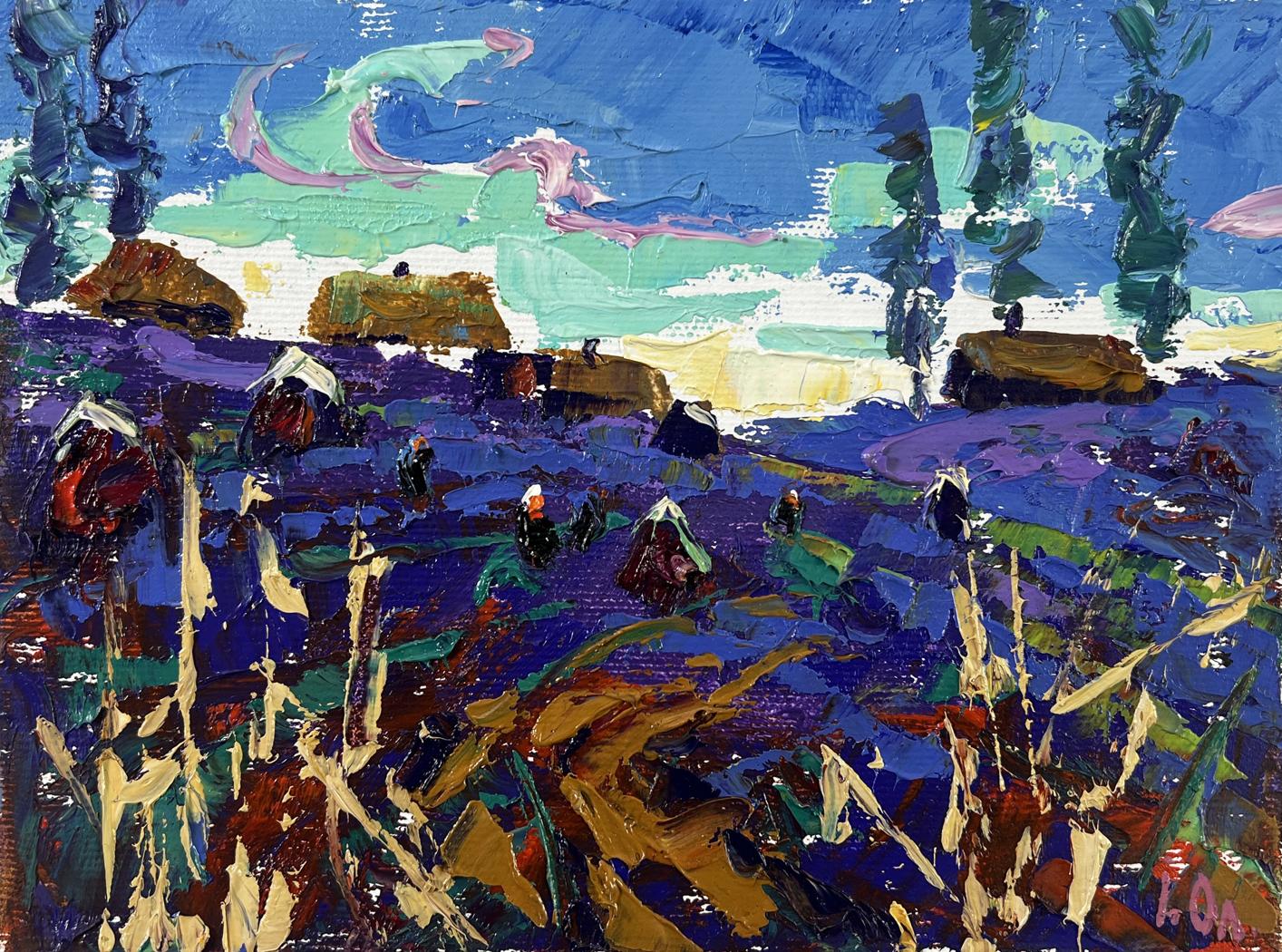Vibrant impressionist oil painting Evening in the village by Oleksiy Ivanyuk