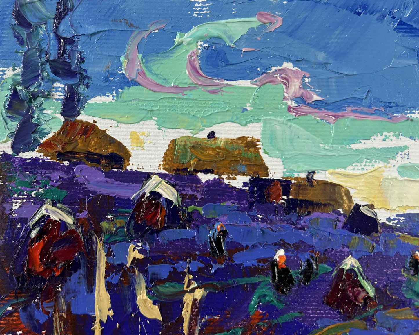 Vibrant impressionist oil painting Evening in the village by Oleksiy Ivanyuk