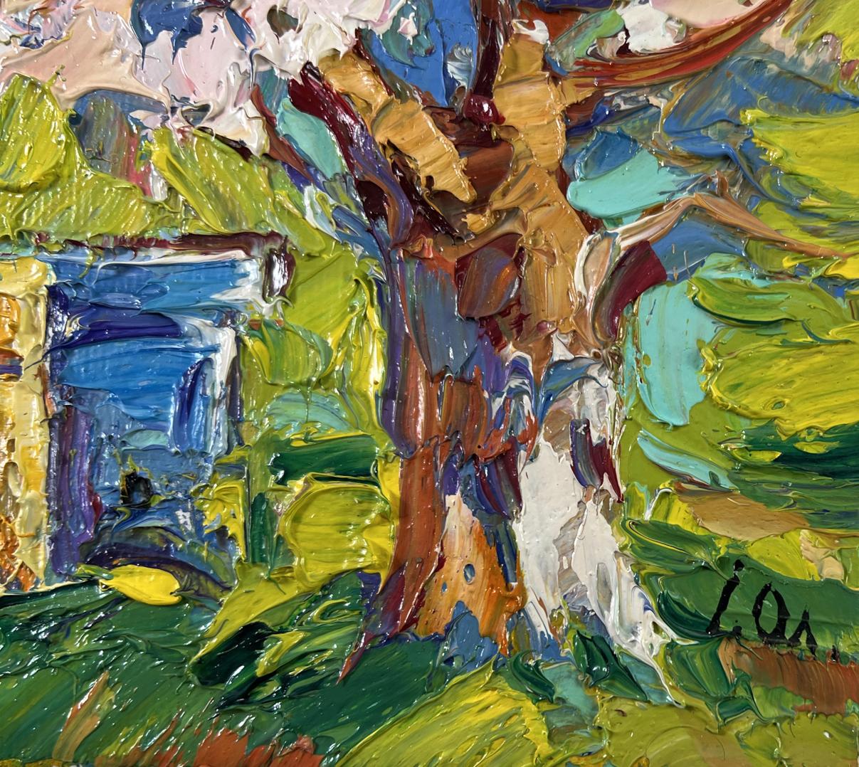 Vibrant impasto oil painting Time for Easter by Oleksiy Ivanyuk tree scene