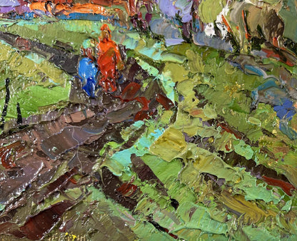 Oil painting Path to the village by Oksana Ivanyuk, vibrant textured strokes