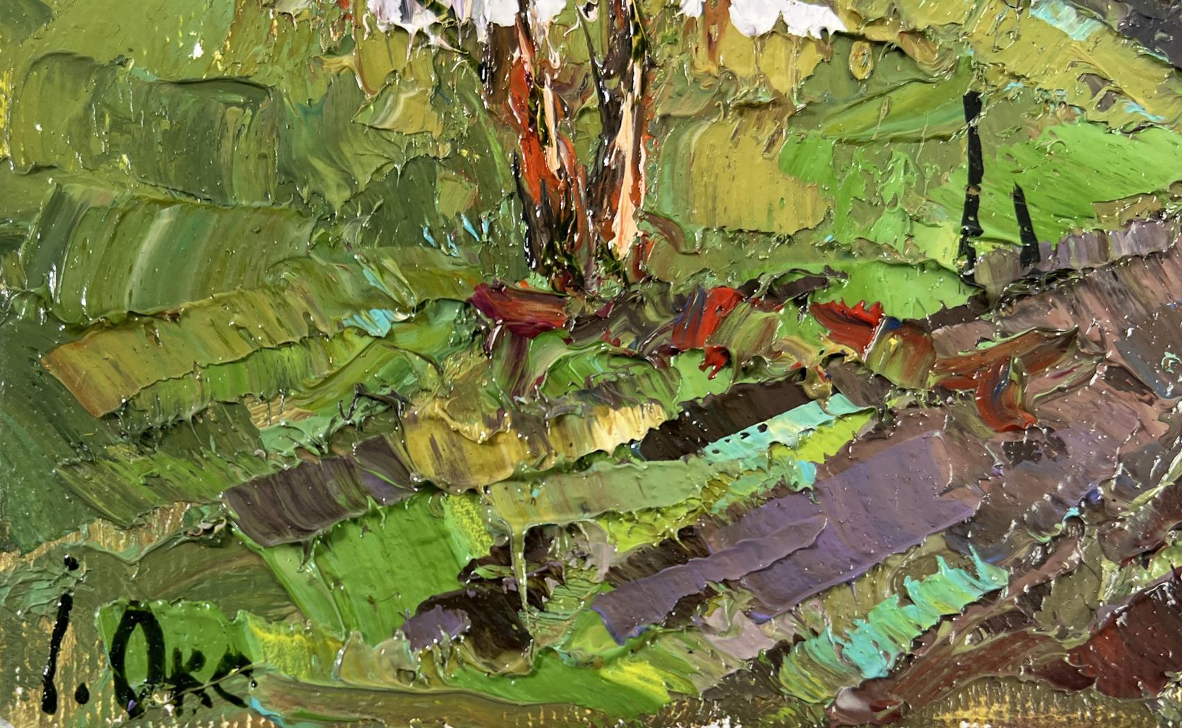Vibrant impressionistic oil painting Path to the village by Oksana Ivanyuk