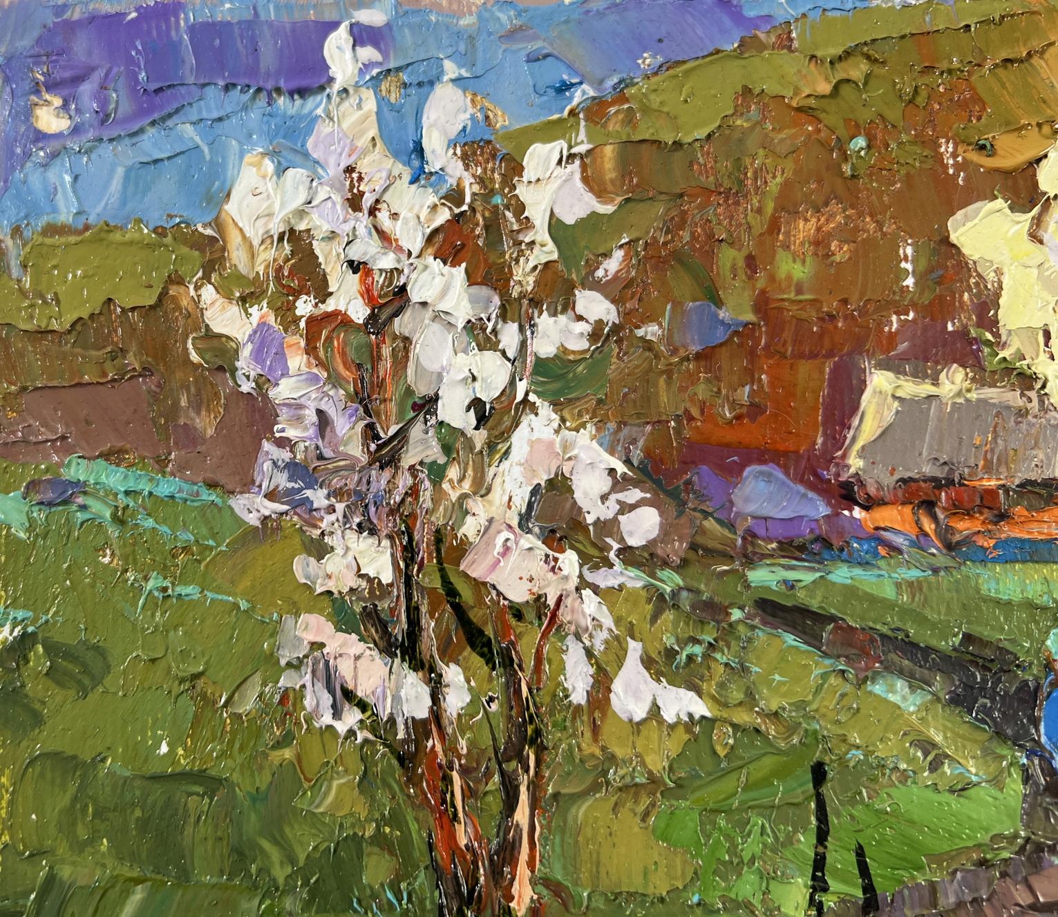 Vibrant impressionist oil painting Path to the village by Oksana Ivanyuk