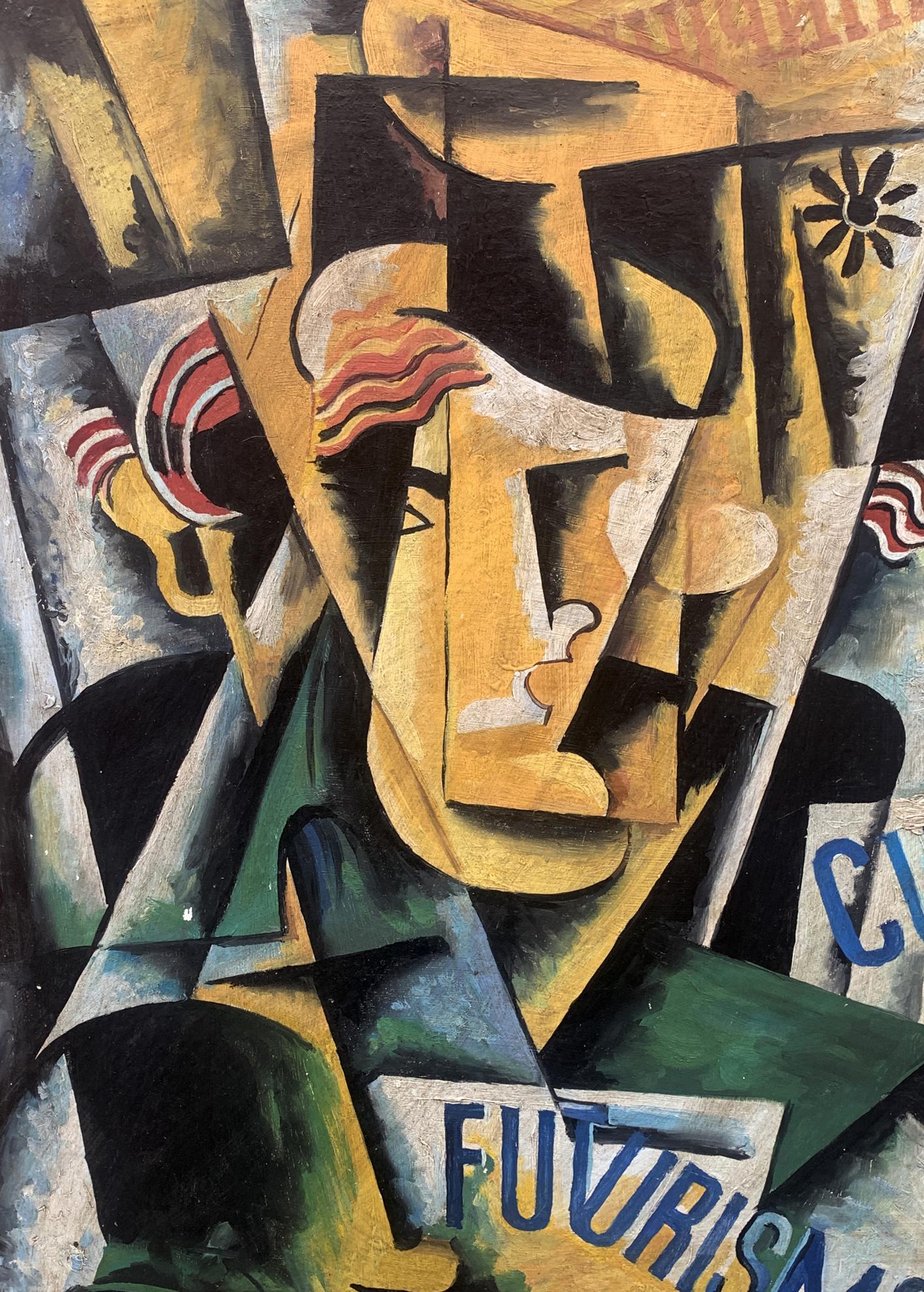 Cubist abstract oil painting Autumn thoughts by V. Konotopsky, Lyubov Popova inspired