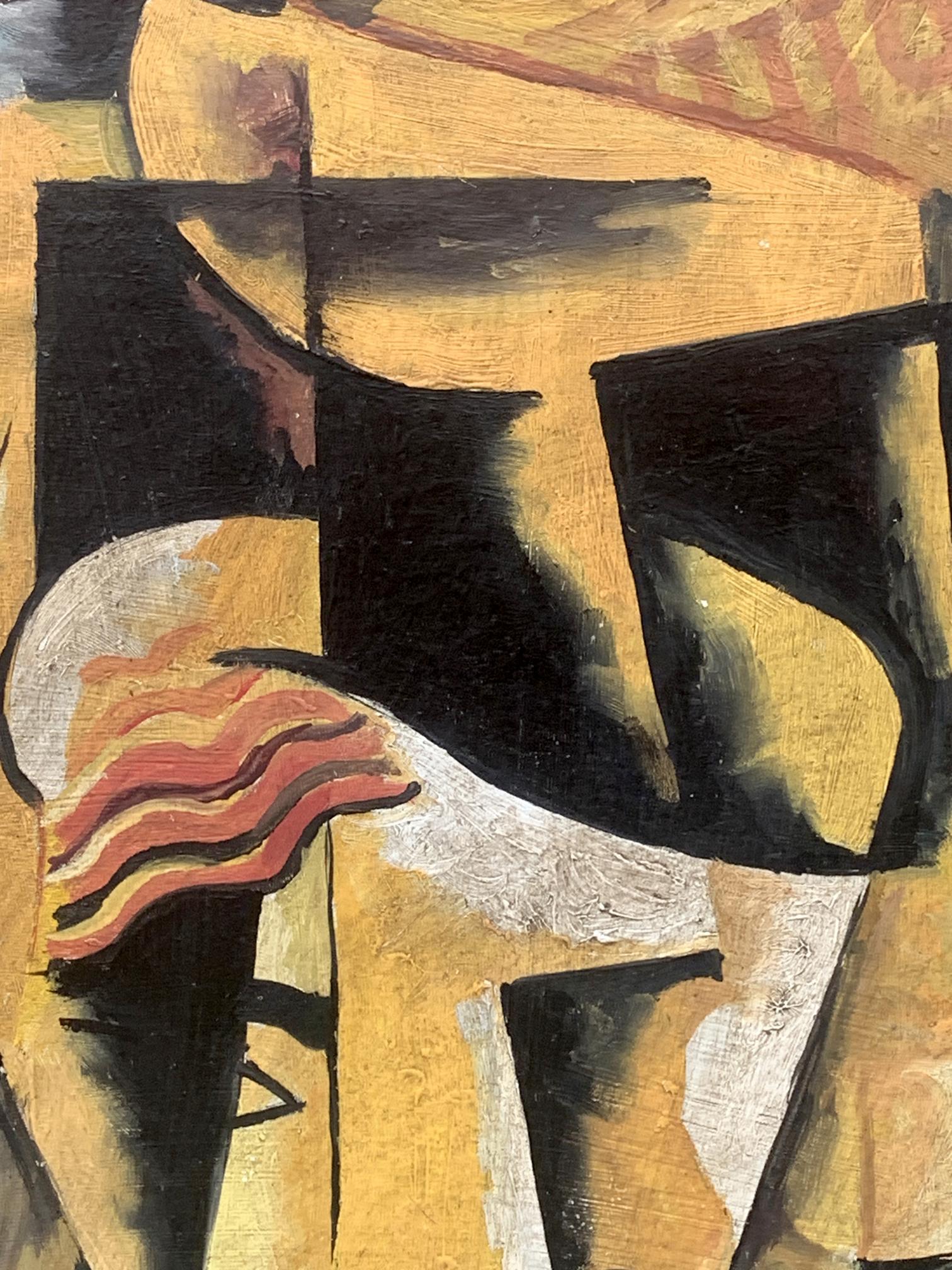 Abstract Autumn Thoughts oil painting by V. Konotopsky, bold geometric shapes