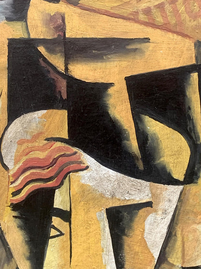 Abstract Autumn Thoughts oil painting by V. Konotopsky, bold geometric shapes