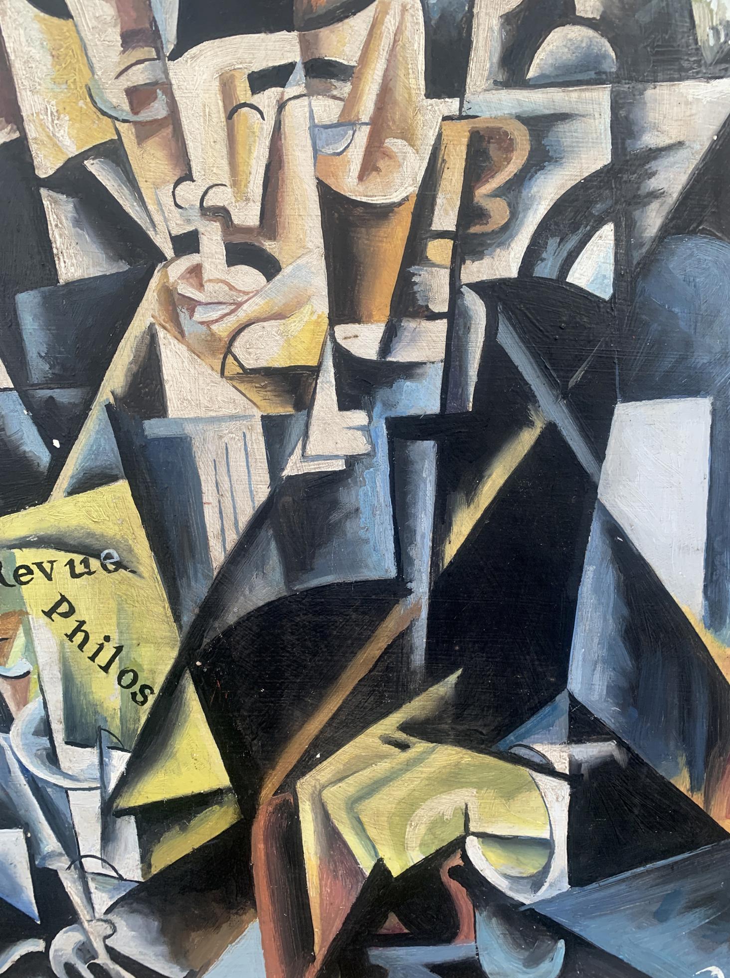 Cubist abstract oil painting of businessman by V. Konotopsky, inspired by Lyubov Popova