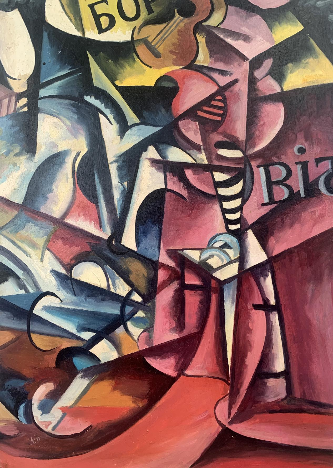 Vibrant abstract oil painting Musical Vibe by V. Konotopsky, inspired by Lyubov Popova