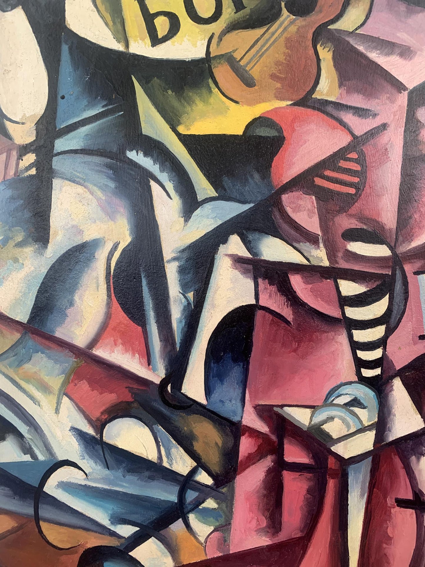 Vibrant abstract oil painting Musical Vibe by V. Konotopsky, bold geometric shapes
