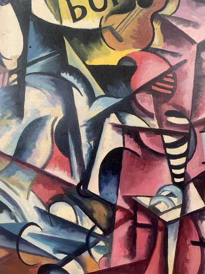 Vibrant abstract oil painting Musical Vibe by V. Konotopsky, bold geometric shapes