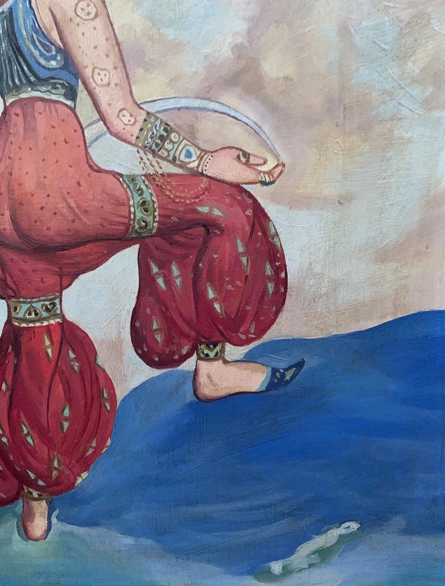 Oil painting Red Sultana by V. Konotopsky, figure in red patterned trousers