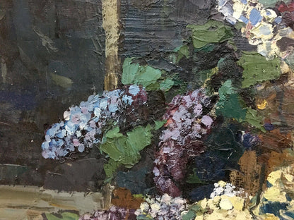 Oil painting Lilac by Zakharov Fedor Zakharovich with blue hydrangeas