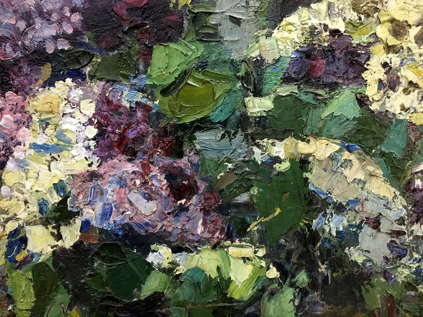 Vibrant oil painting of lilac hydrangeas by Zakharov Fedor Zakharovich